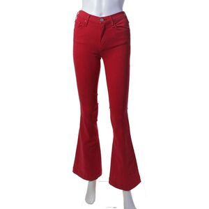 McGuire Womens Cotton Bright Red High Rise Flare Leg Jeans Size 24